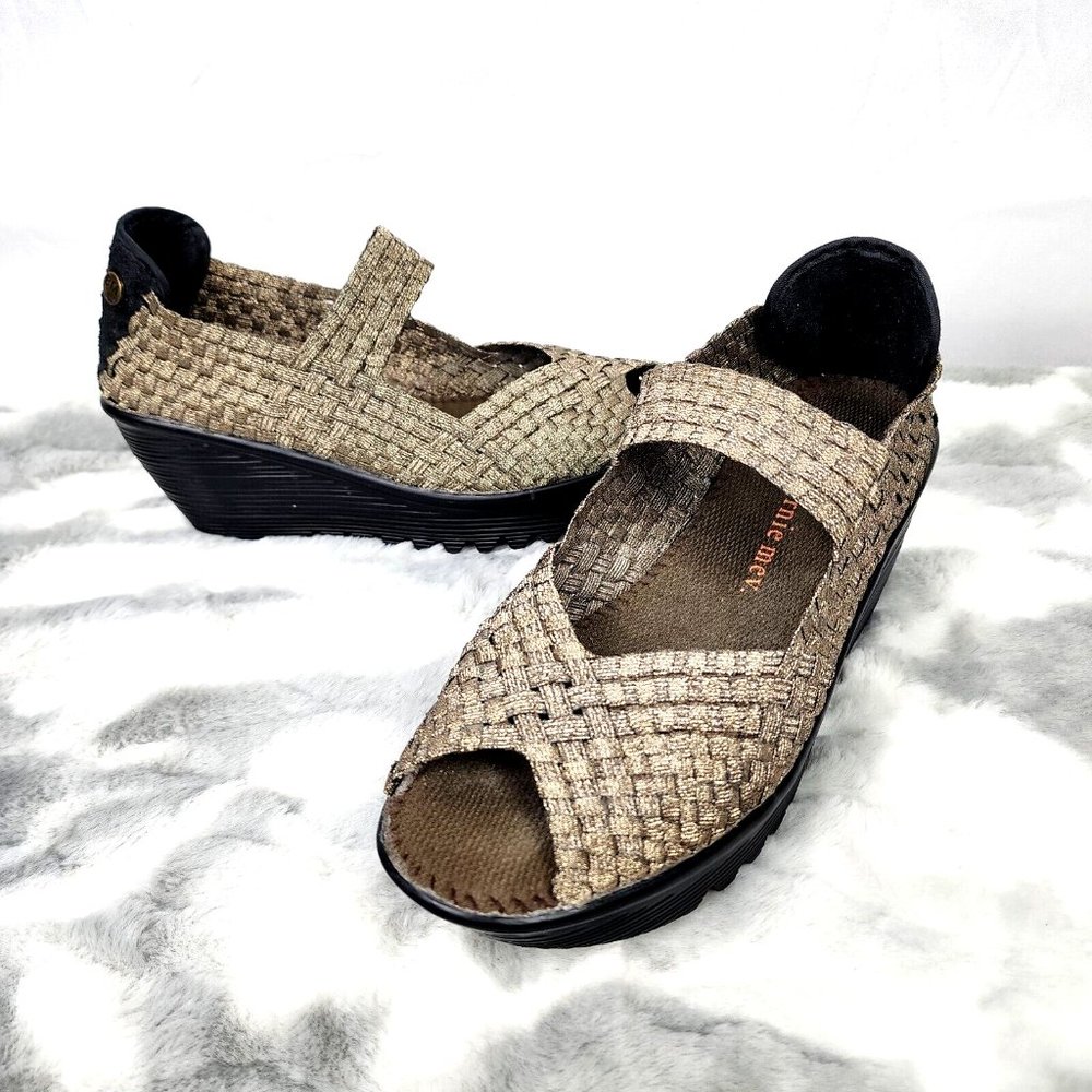 BM Bernie Mev. Cuddly Shimmery Bronze Wedge Mary Jane Sandal - Size 38 - 7.5